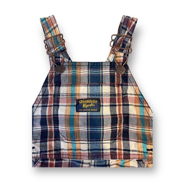 OshKosh B’Gosh Plaid Cargo Shortalls Size 18 Months - Picture 2 of 6